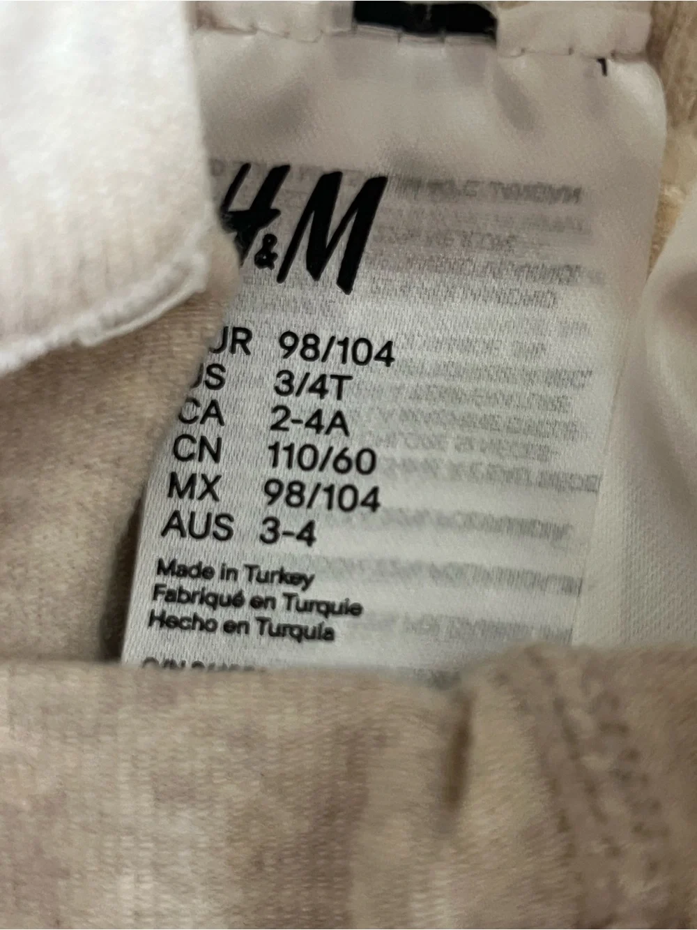 H&M Toddler Girls Thick Tights in Brown and Cream 3-4T